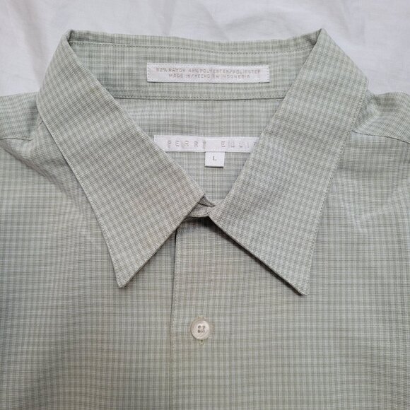 Perry Ellis Button up Shirt Plaid & Gingham Set of 2 Short Sleeves Collar Pocket - Picture 3 of 11